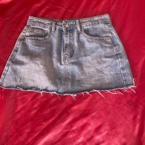 SHEIN Frayed Hem Blue Mini Skirt